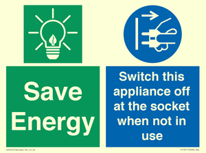 Save Energy, Switch this appliance off at the socket when not in use